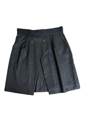 Anthropologie Sine Mini Skirt Charcoal Gray Size 8 Front Pleats Pockets Party
